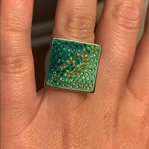 Green Square Statement Ring